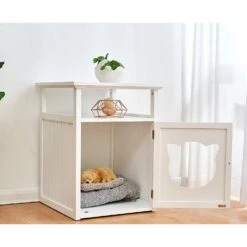 Bastet Wooden Cat Cave Bedside Cabinet Litter Box Cat House Nightstand White 11 Bastet Wooden Cat Cave Bedside Cabinet Litter Box Cat House Nightstand White -Daals Store 81sYL4X0szL. AC SL1500 scene3