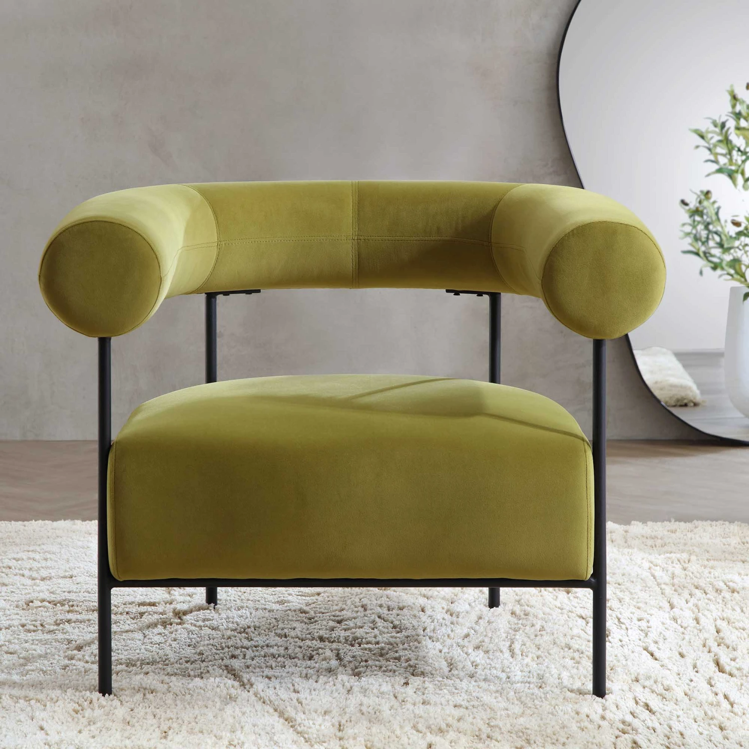 Fulbourn Olive Green Velvet Armchair 2 Fulbourn Olive Green Velvet Armchair - Image 2