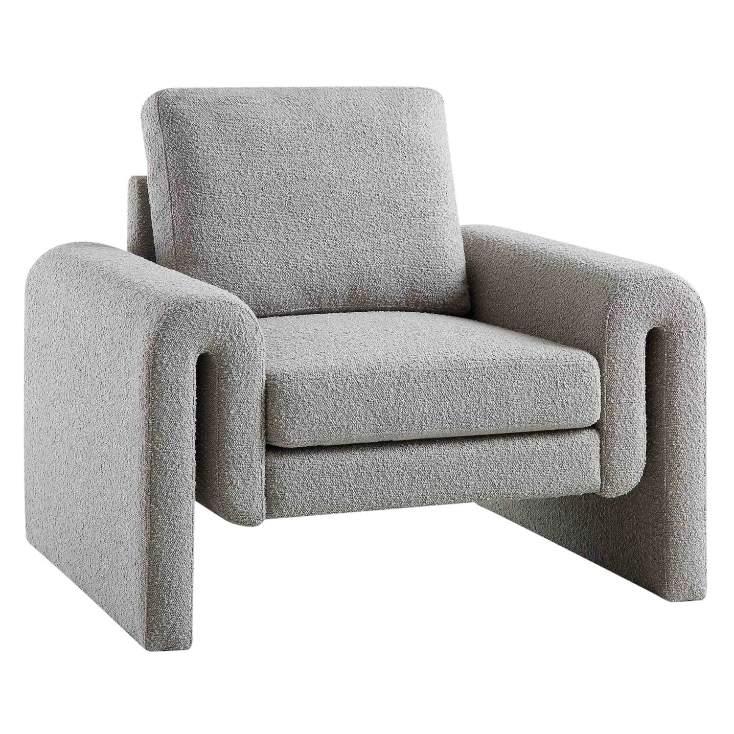 Hampstead Grey Boucle Curved Armchair 4 Hampstead Grey Boucle Curved Armchair - Image 4