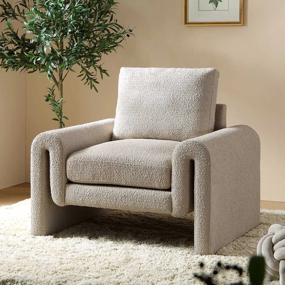Hampstead Taupe Boucle Curved Armchair 1 Hampstead Taupe Boucle Curved Armchair