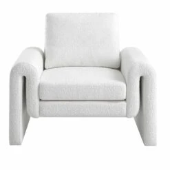 Hampstead White Boucle Curved Armchair -Daals Store ACH 2161 WHITE BOUCLE WB1