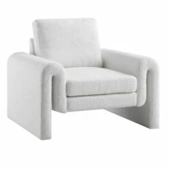 Hampstead White Boucle Curved Armchair -Daals Store ACH 2161 WHITE BOUCLE WB2