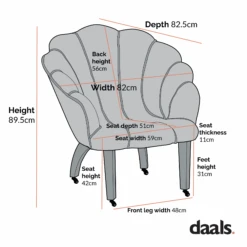 Barnard Scalloped Clam Chair, Sage Green Chenille -Daals Store ACH 2163 CHART 1