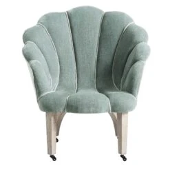 Barnard Scalloped Clam Chair, Sage Green Chenille -Daals Store ACH 2163 SAGE CHENILLE WB1