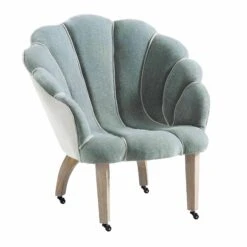 Barnard Scalloped Clam Chair, Sage Green Chenille -Daals Store ACH 2163 SAGE CHENILLE WB2
