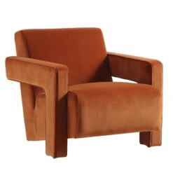 Brompton Sculptural Armchair, Rust Velvet -Daals Store ACH 2173 RUST VEL WB1