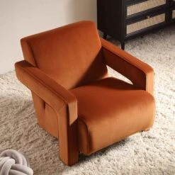 Brompton Sculptural Armchair, Rust Velvet -Daals Store ACH 2173 RUST VEL scene2