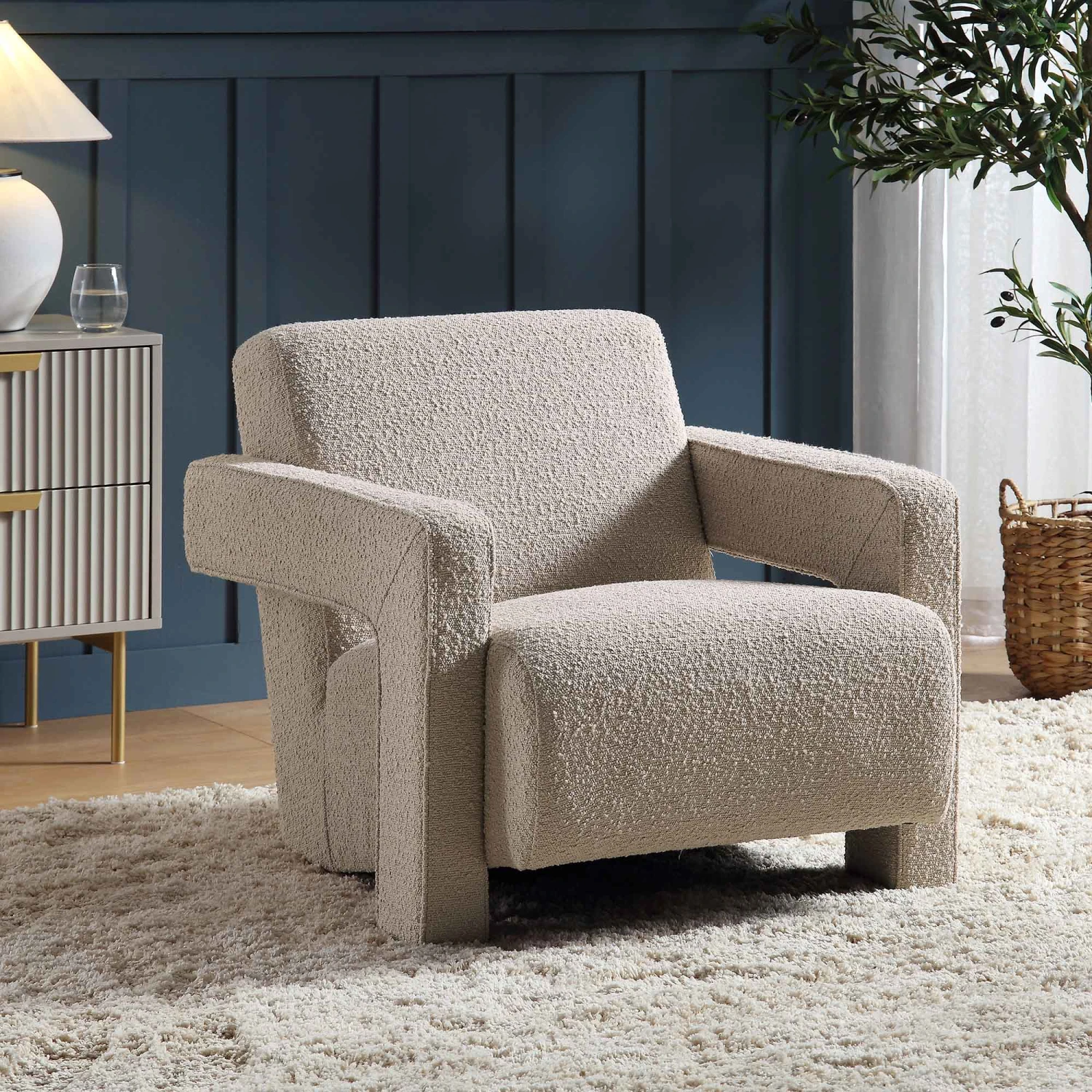 Brompton Sculptural Armchair, Taupe Boucle 1 Brompton Sculptural Armchair, Taupe Boucle