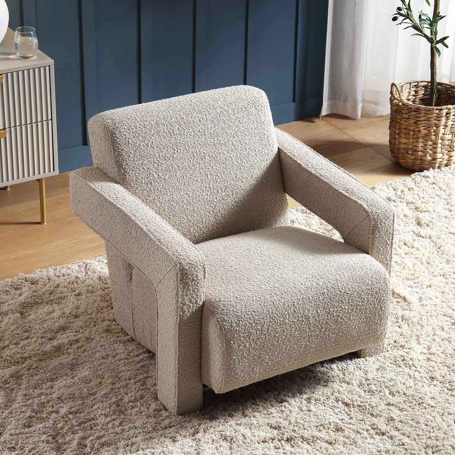 Brompton Sculptural Armchair, Taupe Boucle 3 Brompton Sculptural Armchair, Taupe Boucle - Image 3