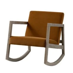 Fyne Cinnamon Velvet Rocking Weathered Oak Armchair -Daals Store ACH 38 CMONVEL WTH WB1
