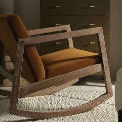 Fyne Cinnamon Velvet Rocking Weathered Oak Armchair -Daals Store ACH 38 CMONVEL WTH scene2