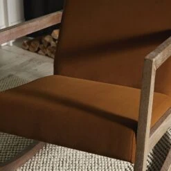 Fyne Cinnamon Velvet Rocking Weathered Oak Armchair -Daals Store ACH 38 CMONVEL WTH scene5