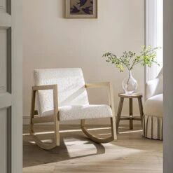 Fyne Ecru Boucle Rocking Natural Oak Armchair
