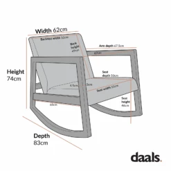 Fyne Moss Green Velvet Rocking Weathered Oak Armchair -Daals Store ACH 38 WTH CHART