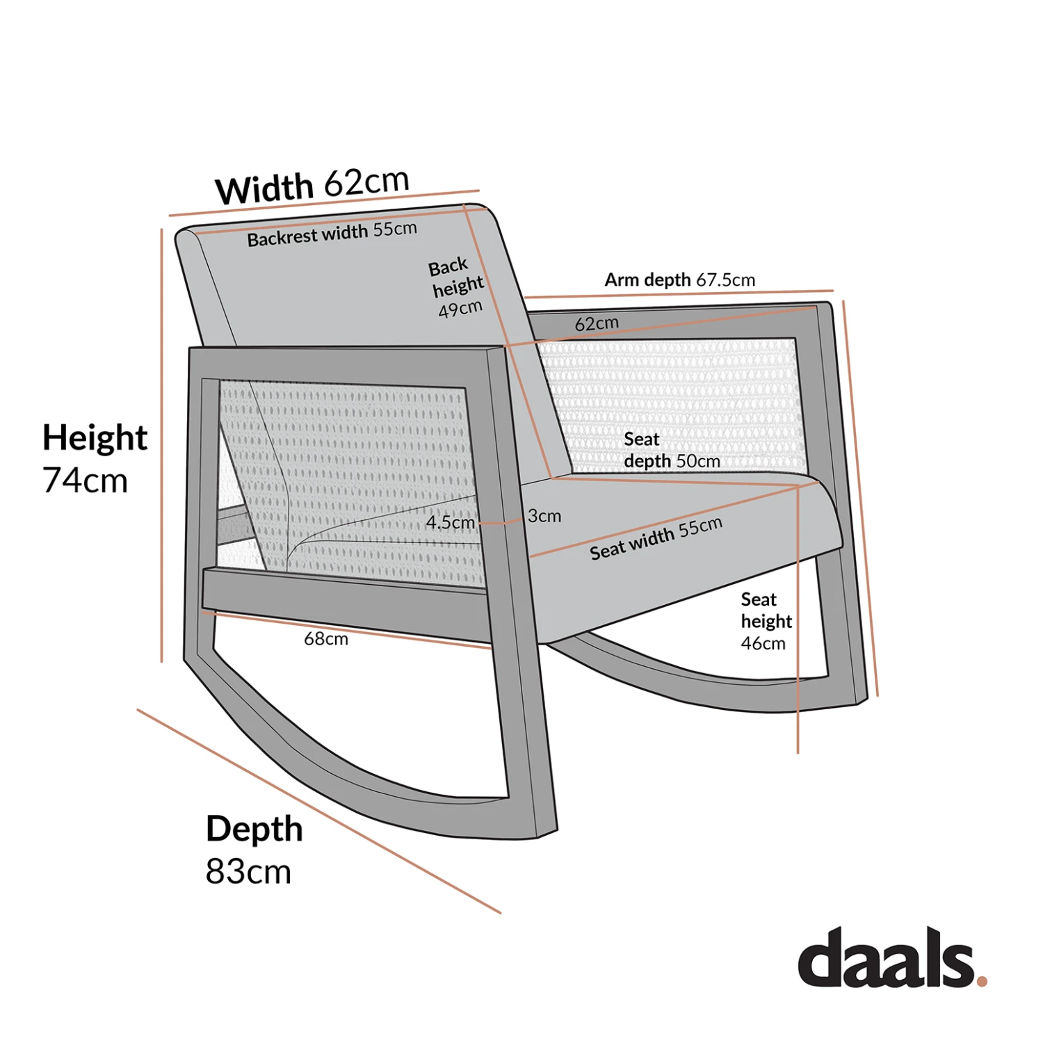 Fyne Sage Striped Linen Blend Natural Oak Armchair With Rattan Armrests 9 Fyne Sage Striped Linen Blend Natural Oak Armchair With Rattan Armrests - Image 9