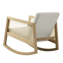 Fyne Ecru Boucle Rocking Natural Oak Armchair With Rattan Armrests 23 Fyne Ecru Boucle Rocking Natural Oak Armchair With Rattan Armrests -Daals Store ACH 40 ECRU NAT WB3
