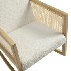Fyne Ecru Boucle Rocking Natural Oak Armchair With Rattan Armrests 25 Fyne Ecru Boucle Rocking Natural Oak Armchair With Rattan Armrests -Daals Store ACH 40 ECRU NAT detail1