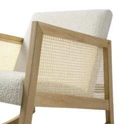 Fyne Ecru Boucle Rocking Natural Oak Armchair With Rattan Armrests 27 Fyne Ecru Boucle Rocking Natural Oak Armchair With Rattan Armrests -Daals Store ACH 40 ECRU NAT detail3