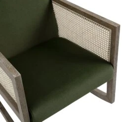 Fyne Moss Green Velvet Rocking Weathered Oak Armchair With Rattan Armrests 14 Fyne Moss Green Velvet Rocking Weathered Oak Armchair With Rattan Armrests -Daals Store ACH 40 MOSSVEL WTH detail2