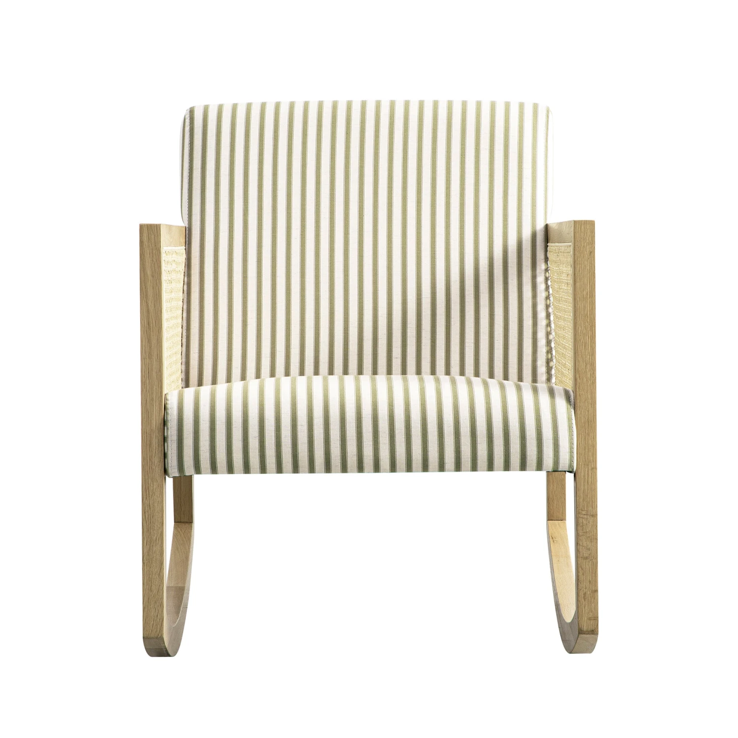 Fyne Sage Striped Linen Blend Natural Oak Armchair With Rattan Armrests 8 Fyne Sage Striped Linen Blend Natural Oak Armchair With Rattan Armrests - Image 8