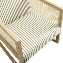 Fyne Sage Striped Linen Blend Natural Oak Armchair With Rattan Armrests 27 Fyne Sage Striped Linen Blend Natural Oak Armchair With Rattan Armrests -Daals Store ACH 40 SAGESTRIPE NAT detail1