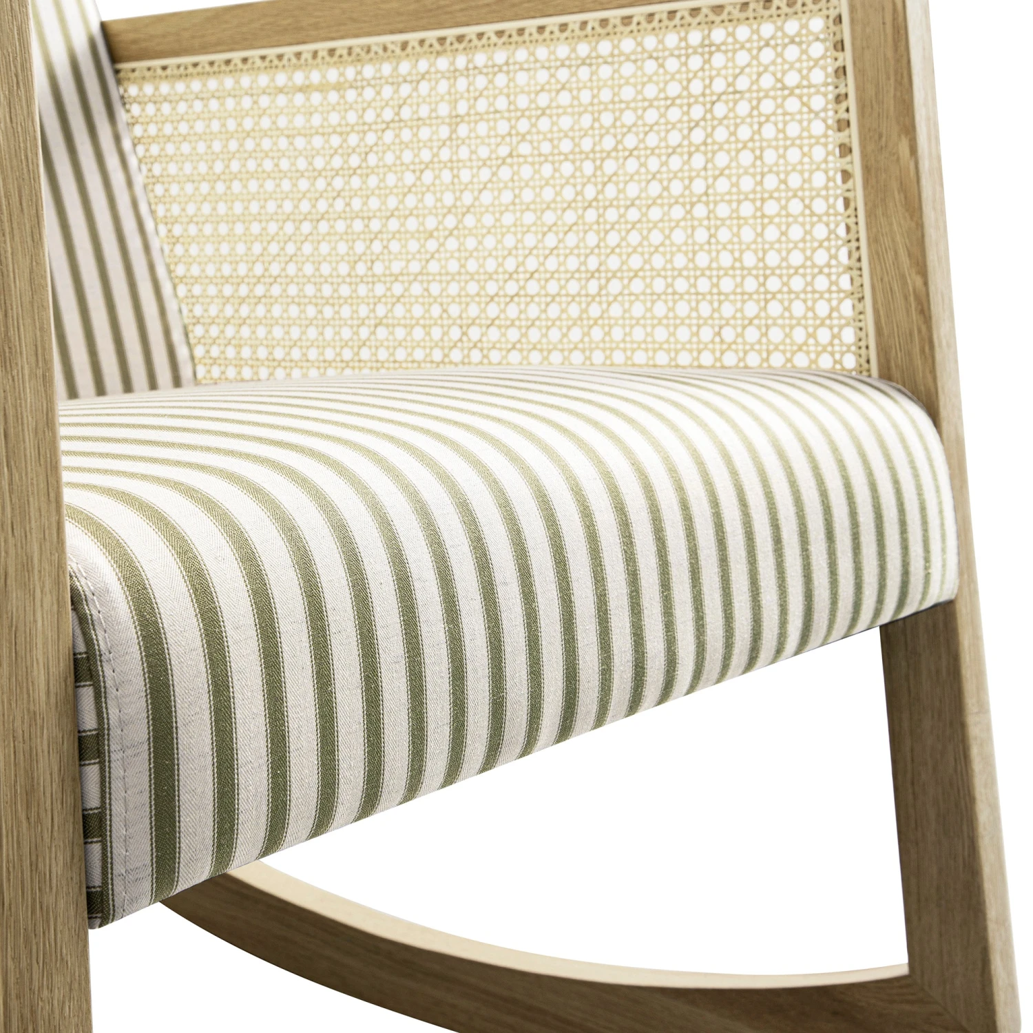 Fyne Sage Striped Linen Blend Natural Oak Armchair With Rattan Armrests 14 Fyne Sage Striped Linen Blend Natural Oak Armchair With Rattan Armrests - Image 14