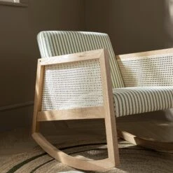 Fyne Sage Striped Linen Blend Natural Oak Armchair With Rattan Armrests 19 Fyne Sage Striped Linen Blend Natural Oak Armchair With Rattan Armrests -Daals Store ACH 40 SAGESTRIPE NAT scene3