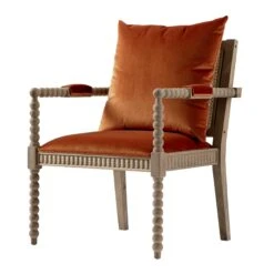 Hemingford Rust Velvet Bobbin Washed Oak Armchair 19 Hemingford Rust Velvet Bobbin Washed Oak Armchair -Daals Store ACH 510 RUSTVEL WASH WB1