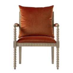 Hemingford Rust Velvet Bobbin Washed Oak Armchair 20 Hemingford Rust Velvet Bobbin Washed Oak Armchair -Daals Store ACH 510 RUSTVEL WASH WB2