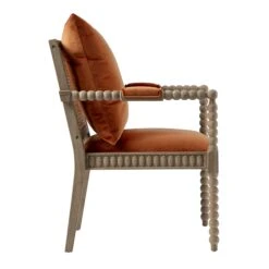 Hemingford Rust Velvet Bobbin Washed Oak Armchair 23 Hemingford Rust Velvet Bobbin Washed Oak Armchair -Daals Store ACH 510 RUSTVEL WASH WB4