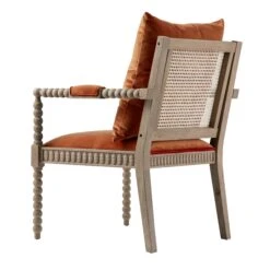 Hemingford Rust Velvet Bobbin Washed Oak Armchair 24 Hemingford Rust Velvet Bobbin Washed Oak Armchair -Daals Store ACH 510 RUSTVEL WASH WB5