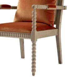 Hemingford Rust Velvet Bobbin Washed Oak Armchair 26 Hemingford Rust Velvet Bobbin Washed Oak Armchair -Daals Store ACH 510 RUSTVEL WASH detail1