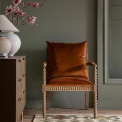 Hemingford Rust Velvet Bobbin Washed Oak Armchair 15 Hemingford Rust Velvet Bobbin Washed Oak Armchair -Daals Store ACH 510 RUSTVEL WASH scene1