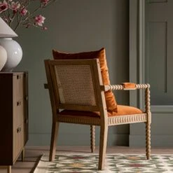 Hemingford Rust Velvet Bobbin Washed Oak Armchair 16 Hemingford Rust Velvet Bobbin Washed Oak Armchair -Daals Store ACH 510 RUSTVEL WASH scene2