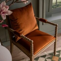 Hemingford Rust Velvet Bobbin Washed Oak Armchair 17 Hemingford Rust Velvet Bobbin Washed Oak Armchair -Daals Store ACH 510 RUSTVEL WASH scene3