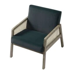 Fyne Aegean Blue Velvet Weathered Oak Frame Rattan Armchair 12 Fyne Aegean Blue Velvet Weathered Oak Frame Rattan Armchair -Daals Store ACH 608 AGEANVEL WTH WB3