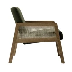 Fyne Moss Green Velvet Light Walnut Frame Rattan Armchair 13 Fyne Moss Green Velvet Light Walnut Frame Rattan Armchair -Daals Store ACH 608 MOSSVEL LIGHTWALNUT WB4