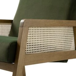 Fyne Moss Green Velvet Light Walnut Frame Rattan Armchair 15 Fyne Moss Green Velvet Light Walnut Frame Rattan Armchair -Daals Store ACH 608 MOSSVEL LIGHTWALNUT detail1