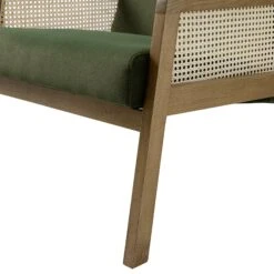 Fyne Moss Green Velvet Light Walnut Frame Rattan Armchair 16 Fyne Moss Green Velvet Light Walnut Frame Rattan Armchair -Daals Store ACH 608 MOSSVEL LIGHTWALNUT detail2