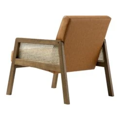 Fyne Tan Faux Leather Light Walnut Frame Rattan Armchair 26 Fyne Tan Faux Leather Light Walnut Frame Rattan Armchair -Daals Store ACH 608 TANFLX LIGHTWALNUT WB5
