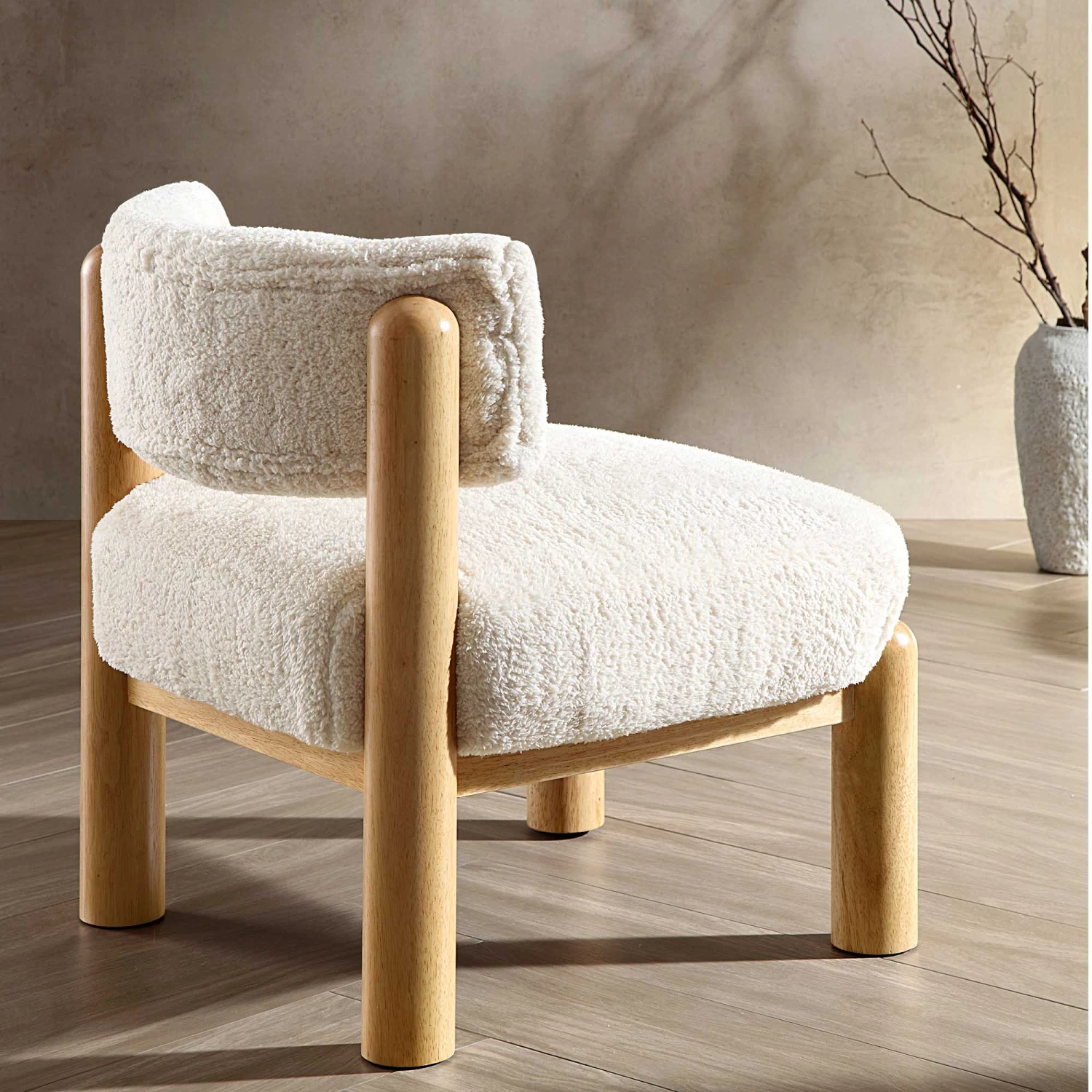 Okja Ecru Sherpa Faux Shearling Accent Chair 2 Okja Ecru Sherpa Faux Shearling Accent Chair - Image 2