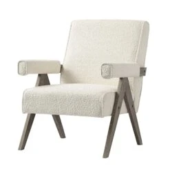 Chinnor Beige Boucle Weathered Oak Frame Accent Chair -Daals Store ACH 729 BEIGEBOU WTH WB2
