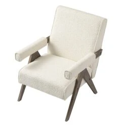 Chinnor Beige Boucle Weathered Oak Frame Accent Chair -Daals Store ACH 729 BEIGEBOU WTH WB3