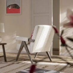 Chinnor Beige Boucle Weathered Oak Frame Accent Chair -Daals Store ACH 729 BEIGEBOU WTH scene2