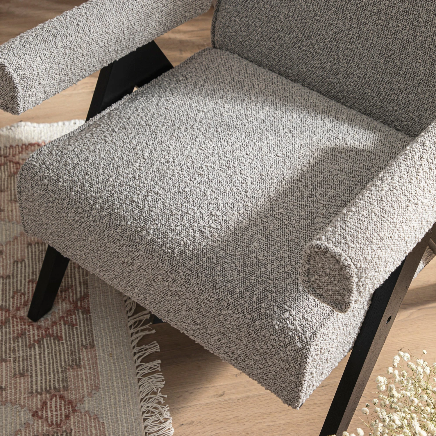 Chinnor Taupe Boucle Black Oak Frame Accent Chair 5 Chinnor Taupe Boucle Black Oak Frame Accent Chair - Image 5