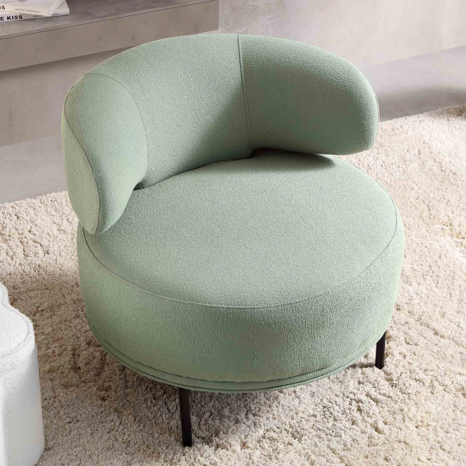 Penn Sage Green Boucle Wing Back Accent Chair 2 Penn Sage Green Boucle Wing Back Accent Chair - Image 2