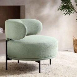 Penn Sage Green Boucle Wing Back Accent Chair 14 Penn Sage Green Boucle Wing Back Accent Chair -Daals Store ACH 750 GREEN BOUCLE scene2