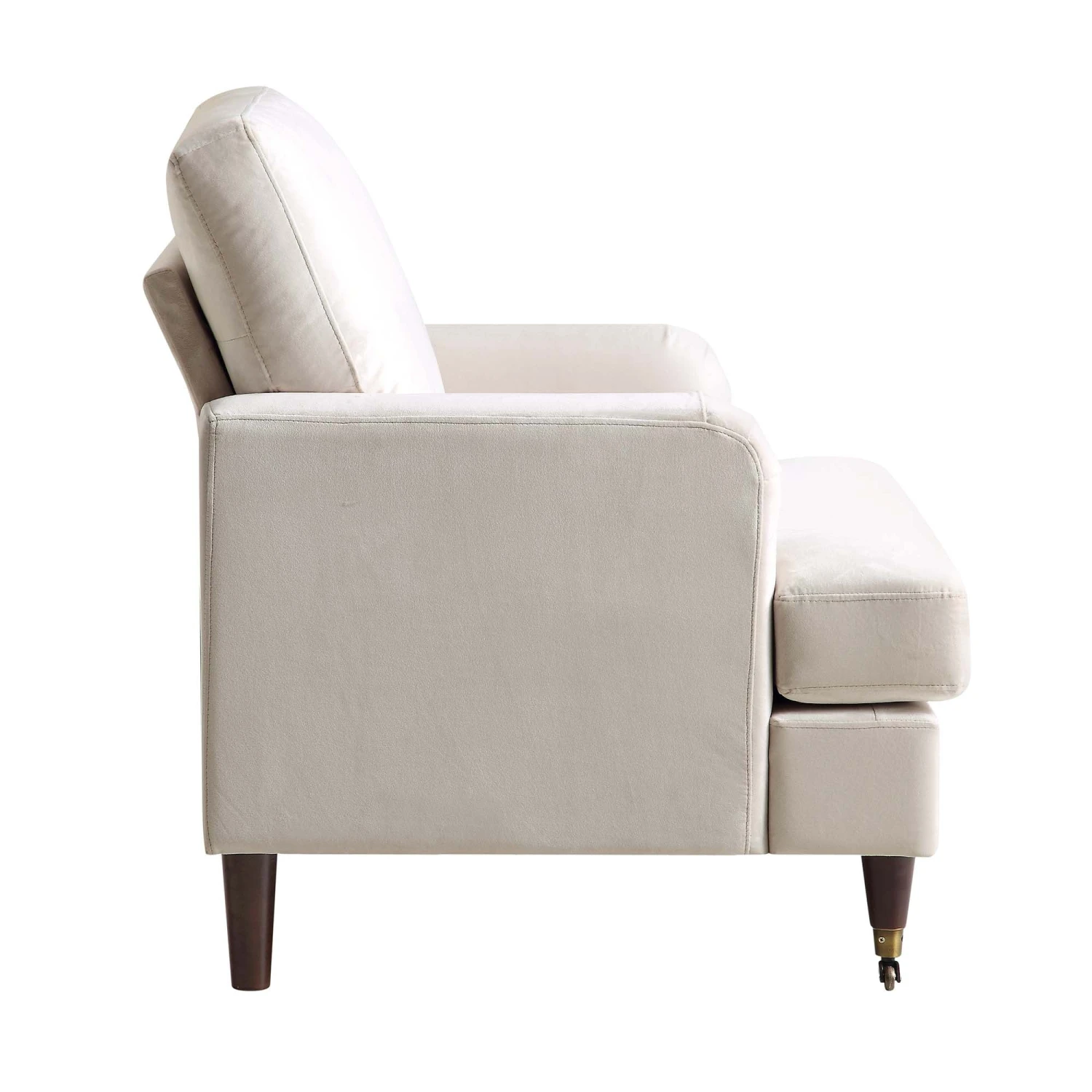 Brigette Beige Velvet Armchair With Antique Brass Castor Legs 6 Brigette Beige Velvet Armchair With Antique Brass Castor Legs - Image 6