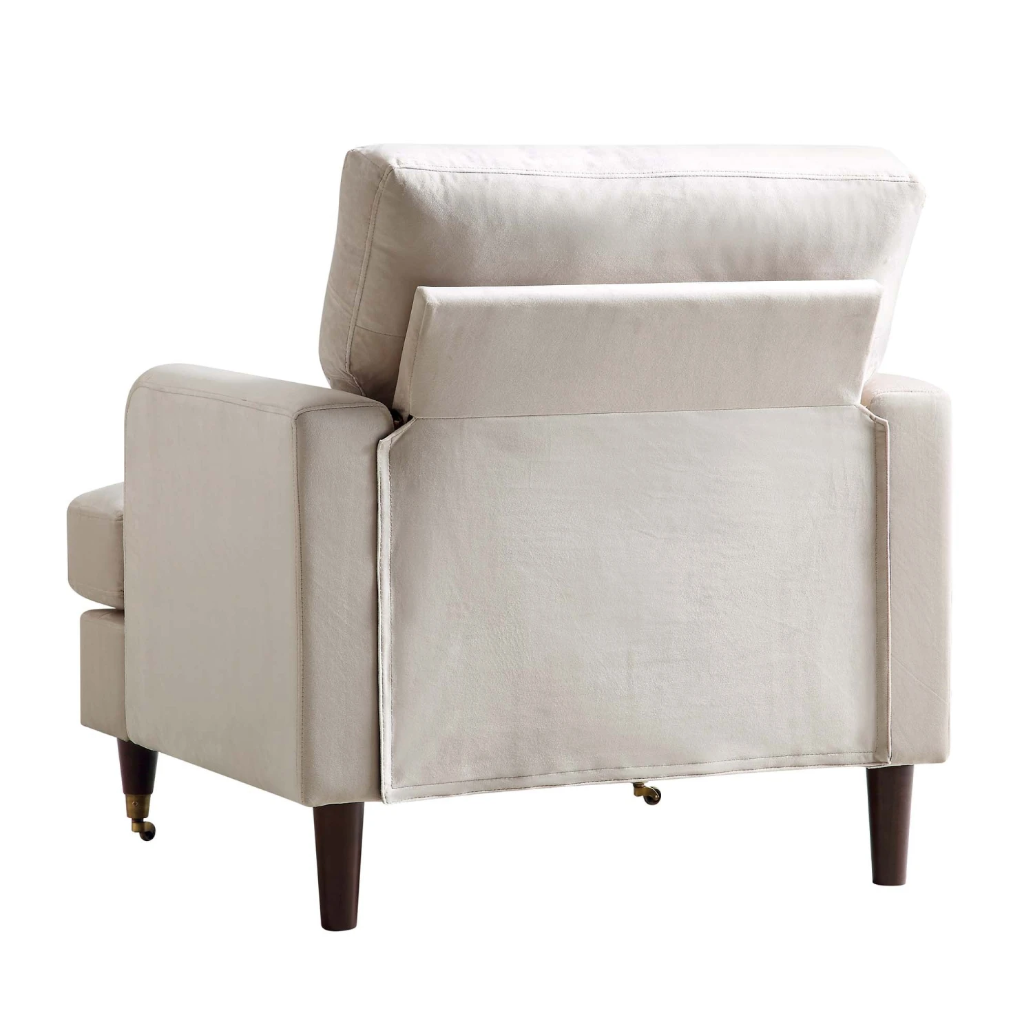 Brigette Beige Velvet Armchair With Antique Brass Castor Legs 7 Brigette Beige Velvet Armchair With Antique Brass Castor Legs - Image 7