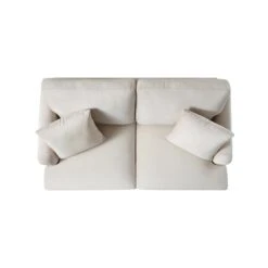 Brigette 2-Seater Beige Velvet Sofa With Antique Brass Castor Legs 19 Brigette 2-Seater Beige Velvet Sofa With Antique Brass Castor Legs -Daals Store AYSF 010 BEIGE VEL 2ST WB4